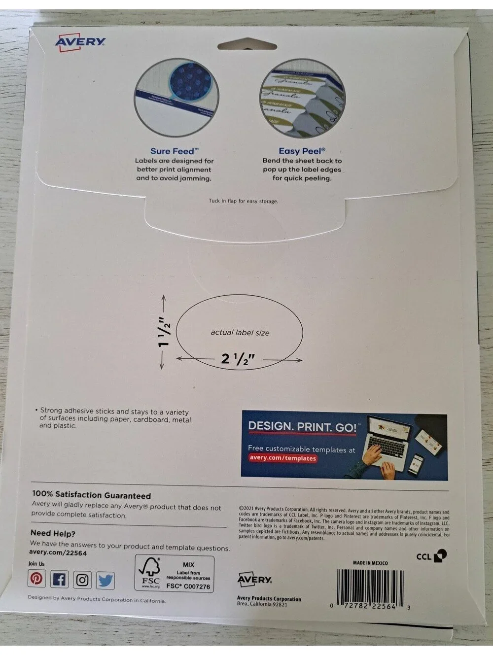 3 Packs Avery Oval Labels 22564 Stickers DIY Craft Printing Create Giftwrapping